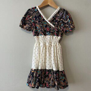 Handmade Children's 100% Cotton Multicolour Pattern Off White Polka Dot Dress